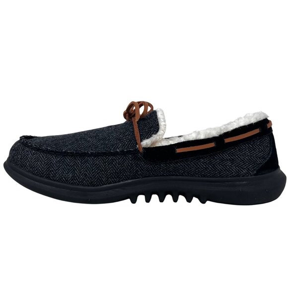 Spenco Mens Birch Slipper Black Herringbone Wool Upper Size 8D - New - Picture 5 of 12